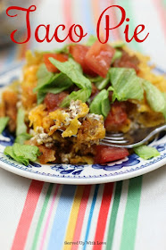 The most requested recipe at our house is this Taco Pie. Crescent rolls, corn chips, cheese, and all your favorite taco flavors in a family favorite casserole recipe. 