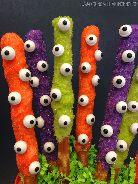 Halloween eyeball pretzel rods for kids Eerie Eyeball Pretzel Rods for kids. 20 awesome Halloween treat for kids. Easy Halloween foods ideas for kids and party. Delicious Halloween dessert ideas. Best Halloween trick and treats ideas for kids. Spooky monster treat for kids. Halloween party food ideas. Halloween food and drinks ideas. Halloween monster cookies and treats for kids. Halloween food ideas for schools.