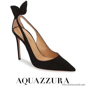 Meghan Markle wore Aquazzura Deneuve Bow Pointy Toe Pumps