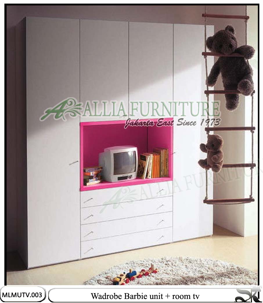 Lemari Pakaian Tv Minimalis Tipe Barbie Allia Furniture