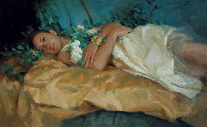 Johanna Harmon 1968 | American Figurative painter | Spring's Warmth