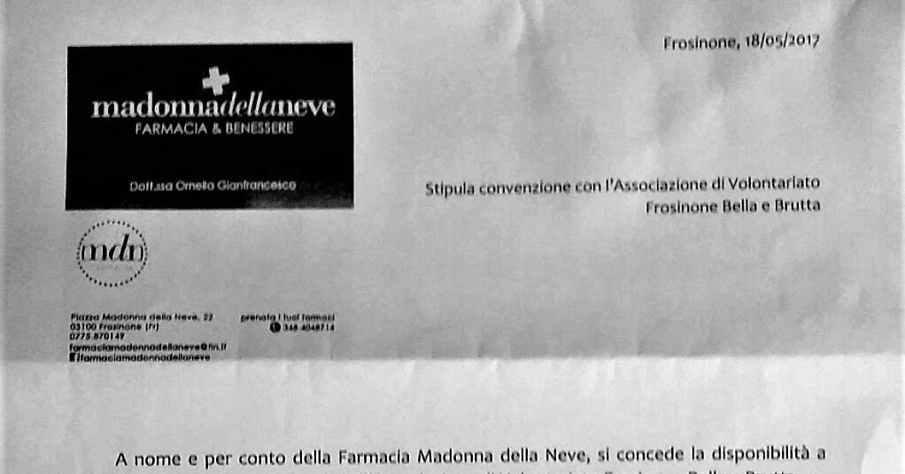 Frosinone Bella e Brutta Convenzione Farmacia Madonna della Neve con Soci Associazione di Vol