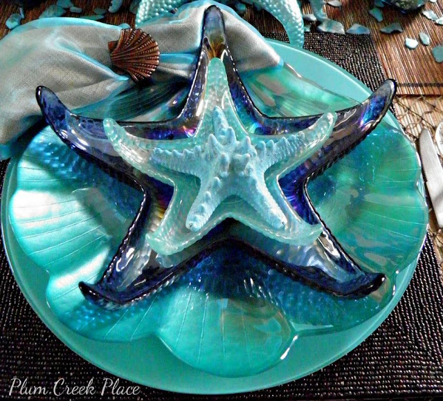 Plum Creek Place - Blue on Blue Seascape Tablescape, Coastal