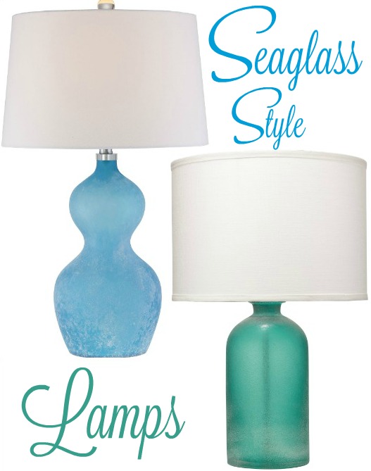 Frosted Seaglass Table Lamps Coastal, Sea Green Glass Table Lamps
