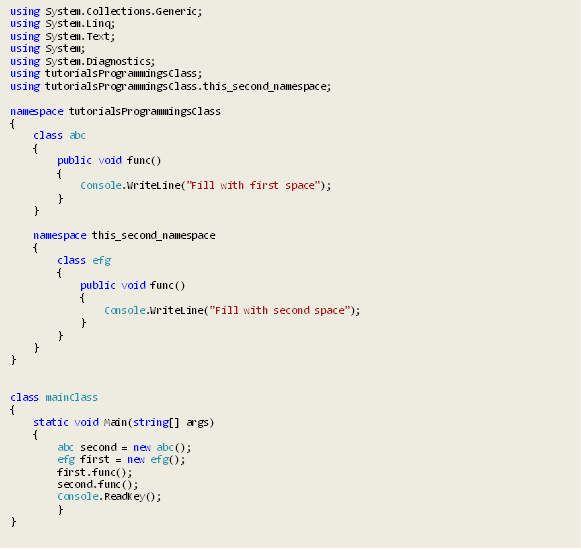 GNIITSolution: C# NAMESPACES ~ mkniit