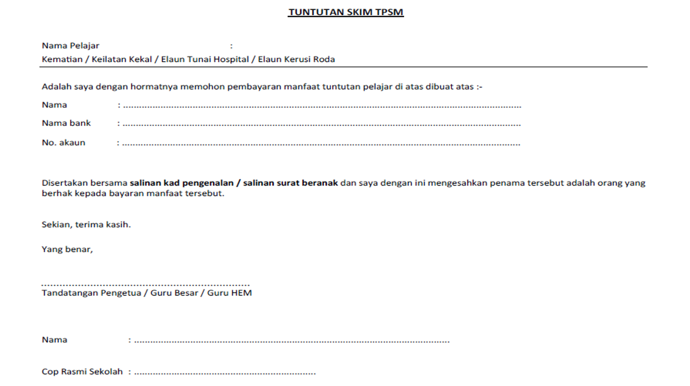 Surat Iringan Takaful Pelajar