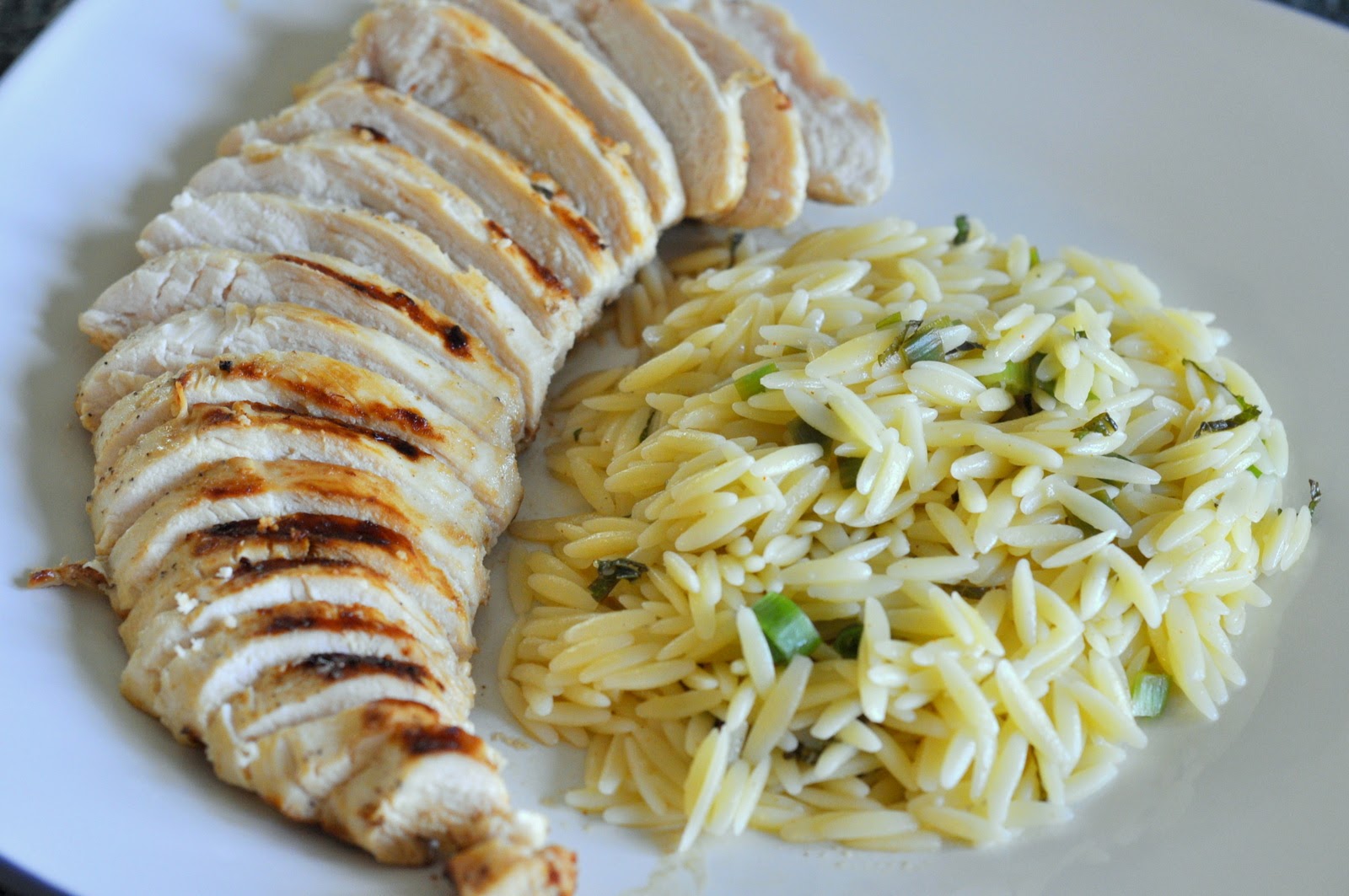 Grilled Chicken with Lemon Orzo Pasta