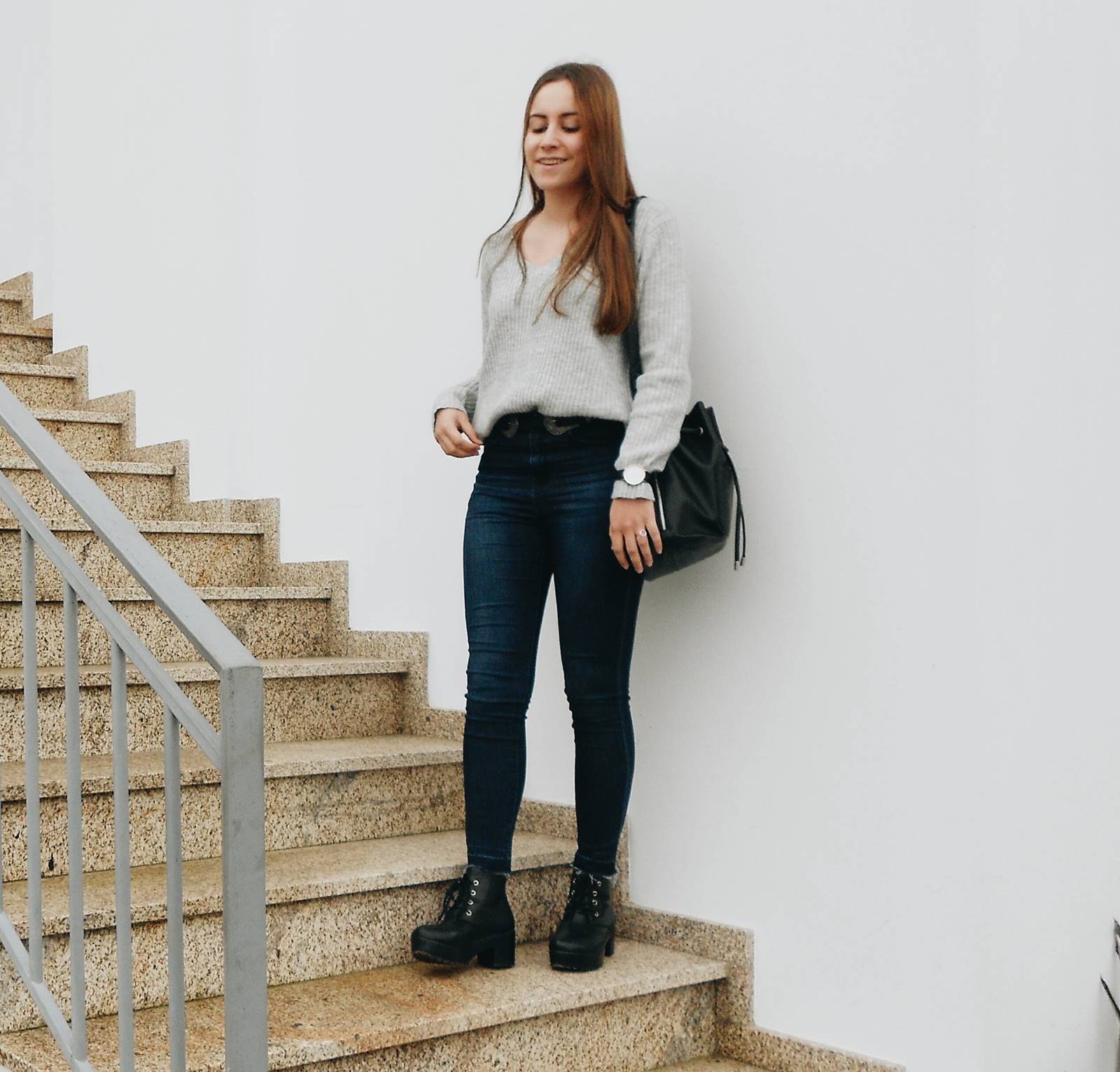 outfit grey sweater and chunky boots outfit grey sweater and chunky boots