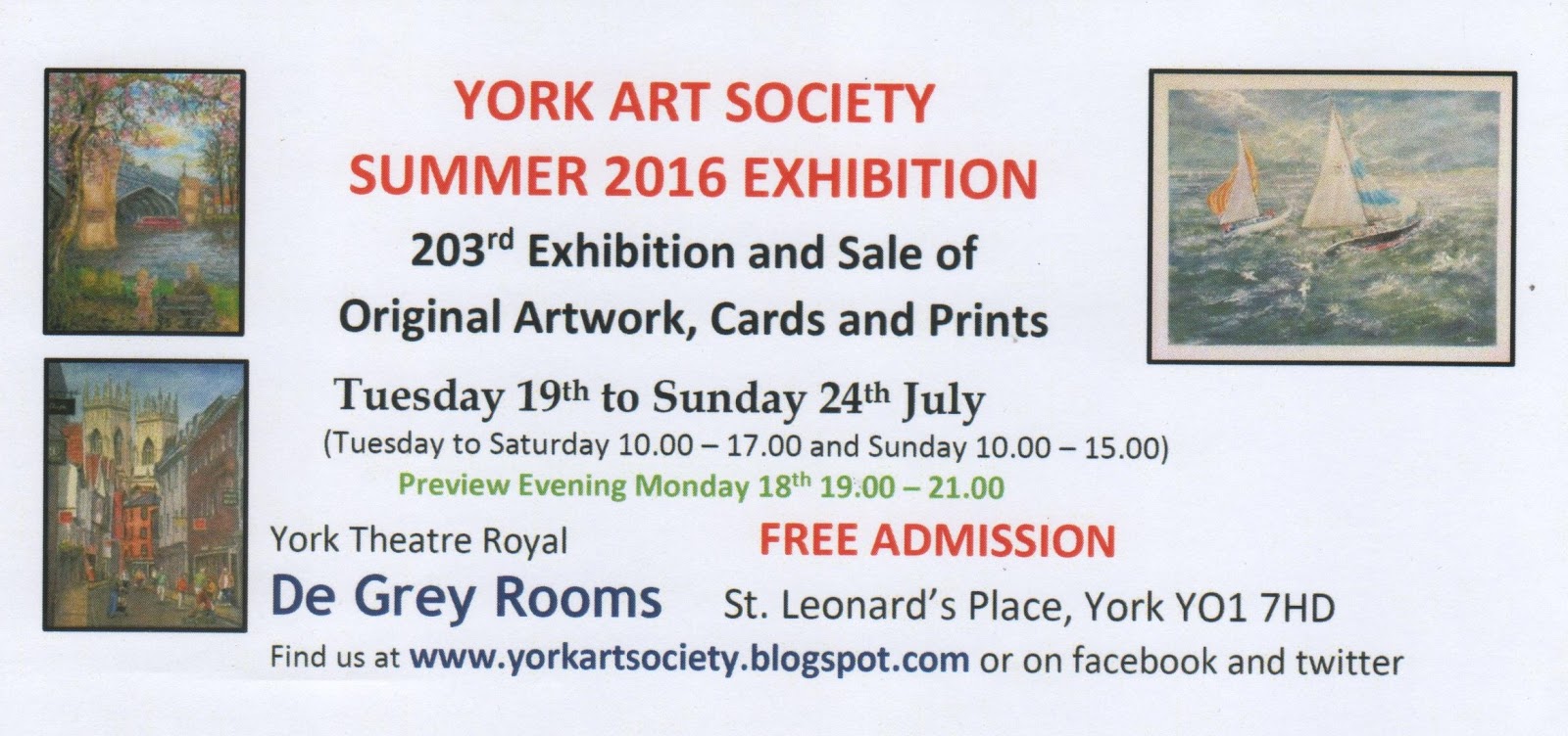 The York Art Society Summer Exhibition 19th to 24th July