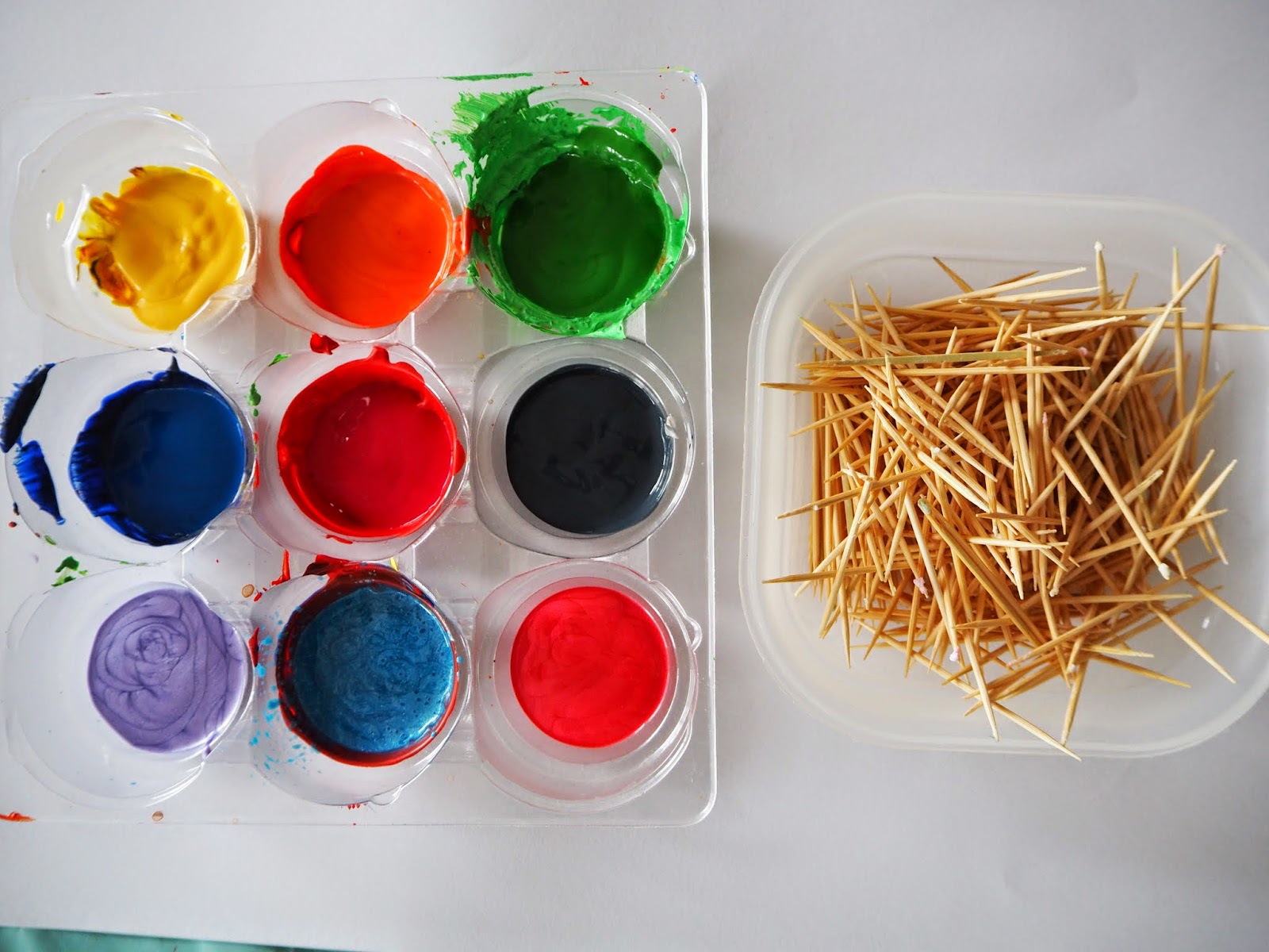 Learn with Play at Home Toothpicks and Paint. Invitation to Create