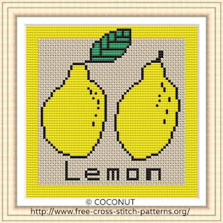Lemon, Free and easy printable cross stitch pattern