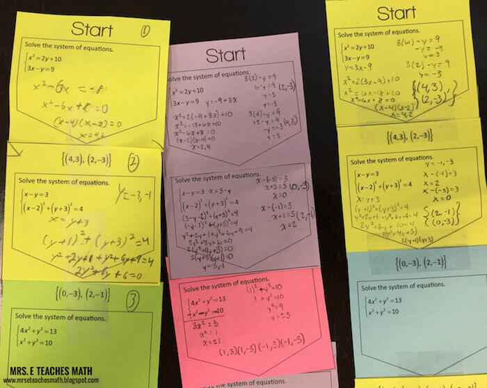 Systems of Equations Ladder Activity Mrs. E Teaches Math