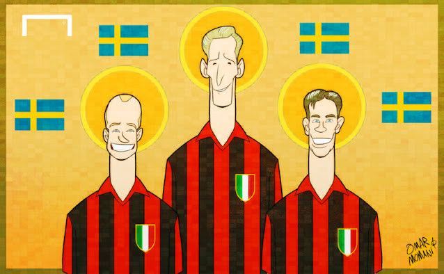Gunnar Gren, Gunnar Nordahl and Nils Liedhom cartoon