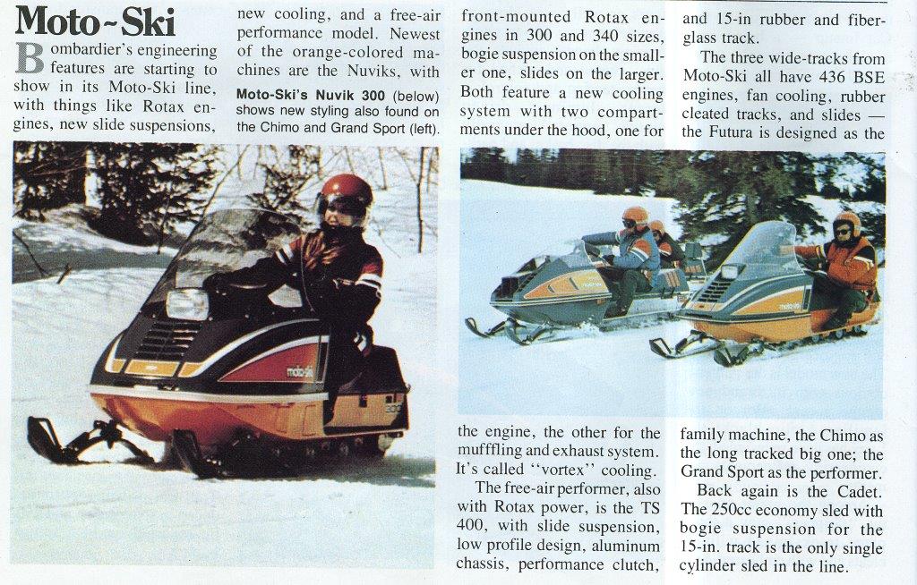 CLASSIC SNOWMOBILES OF THE PAST 1975 MOTOSKI SNOWMOBILES