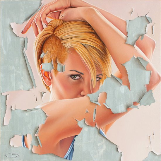 As incríveis pinturas e murais foto-realistas com mulheres e glitches de James Bullough James Bullough arte pinturas murais mulheres glitches foto realistas beleza