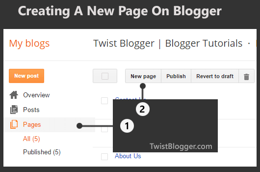 Create A New Page On Blogger