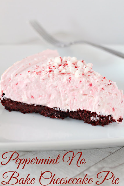 An easy to make no bake cheesecake loaded with candy canes is a perfect addition to your Christmas dessert table.