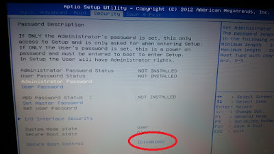 X202E BIOS Security Settings