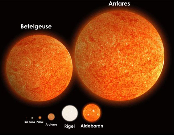 Resultado de imagem para sol comparado com outras estrelas
