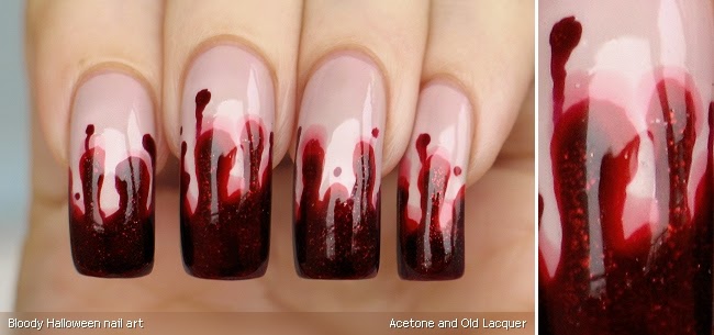 Acetone and Old Lacquer: Bloody Halloween nails!