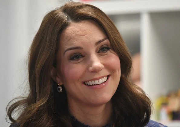 Kate Middleton wore Seraphine Marlene Maternity Cocktail Dress. Duchess is the Royal Patron of Place2Be