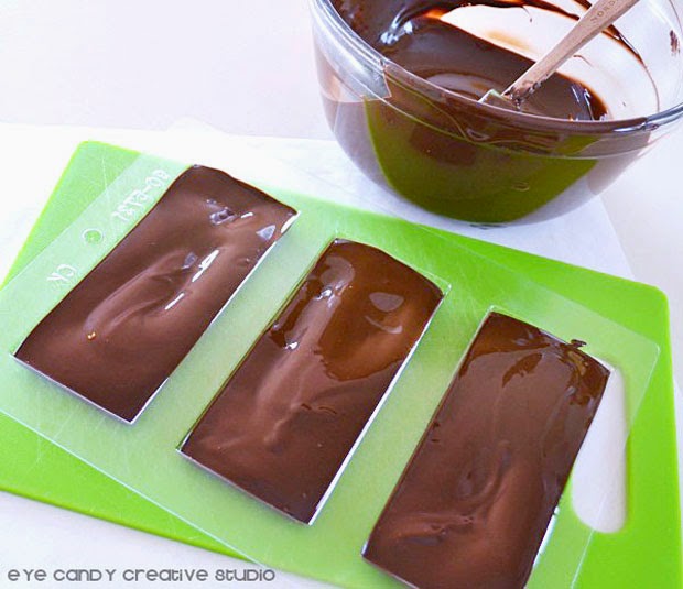 plastic chocolate mold, organic chocolate bars, melted chocolate