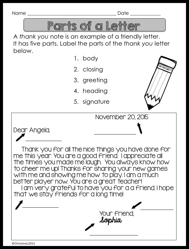 Classroom Freebies Too: Writing a Thank You Letter