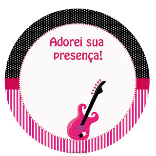 Kit Rock Star Rosa para Imprimir Gratis. Toppers o Etiquetas para Imprimir Gratis de Rock Star Rosa.