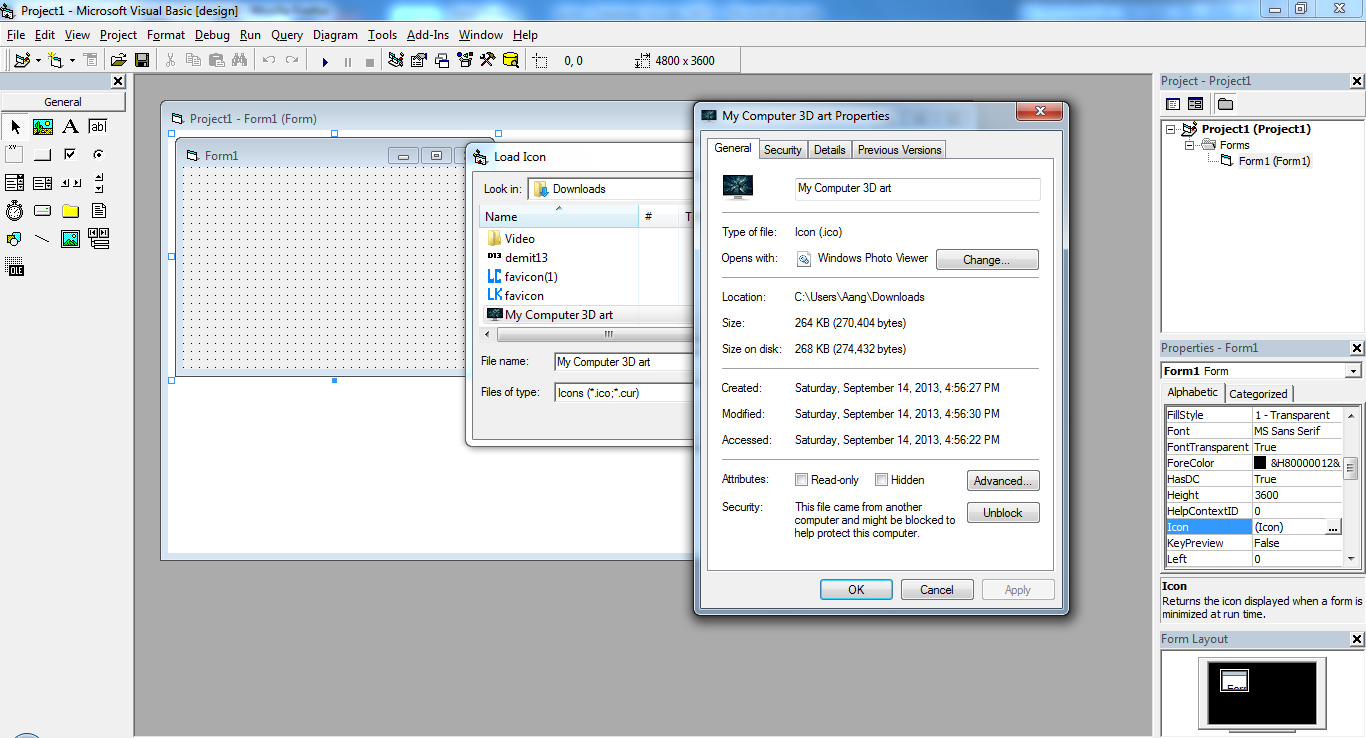 Cara memasang icon pada visual basic 6 - artikel visual basic