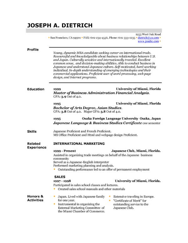 google free resumes
