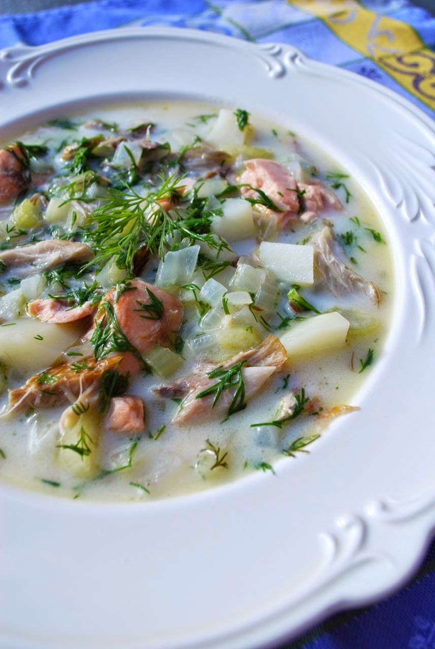 Scrumpdillyicious Salmon Chowder with Dill Luscious & LowCal