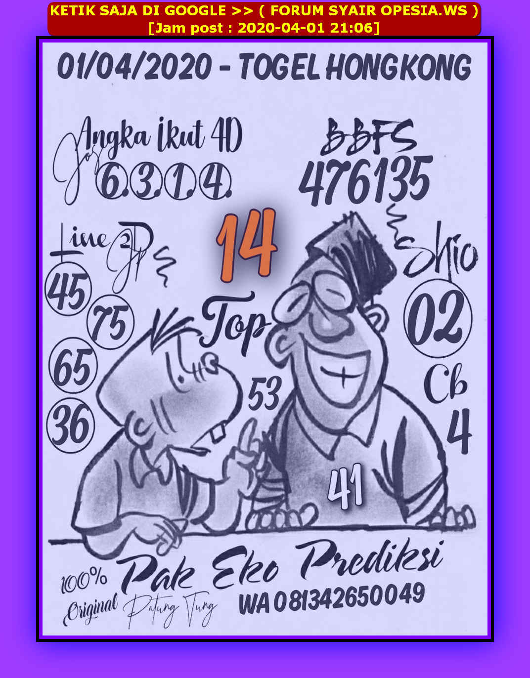 Pak Eko Prediksi Hari Ini