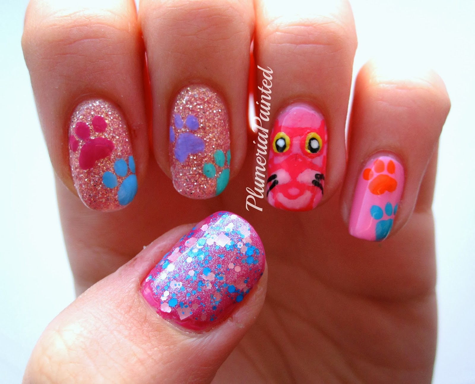 PlumeriaPainted: Pink Panther Nail Art