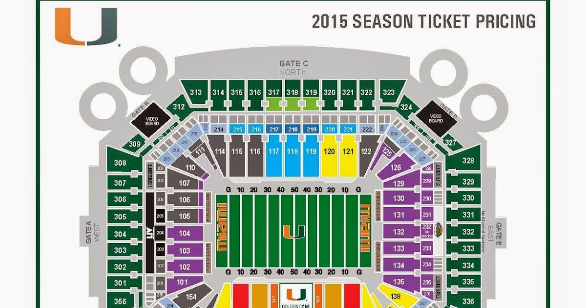 Miami Hurricanes Ticket Office: 2015 Football Seat Map