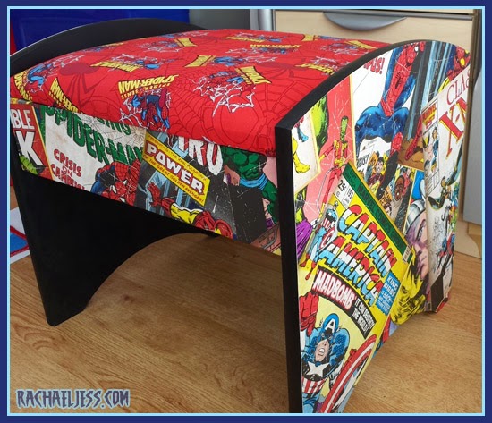 Wallpapered Marvel Stool...... for when the painting goes wrong!