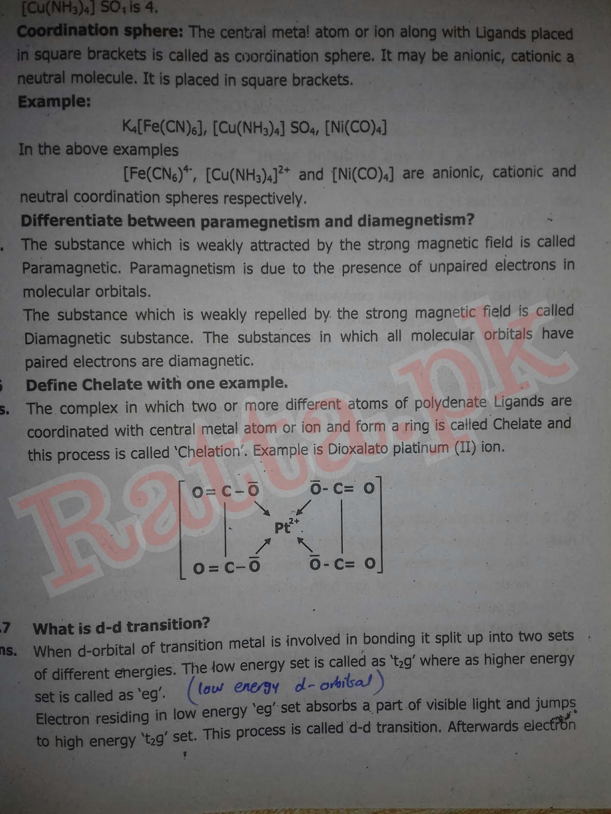 FSc 2nd Year Chemistry Chapter 6 Short Questions