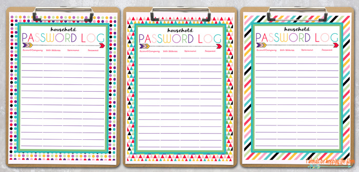 Password Log Printable