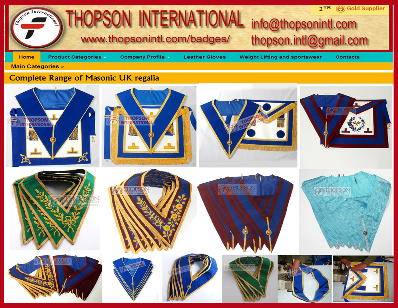 Thopson International Masonic regalia Master mason white cotton gloves