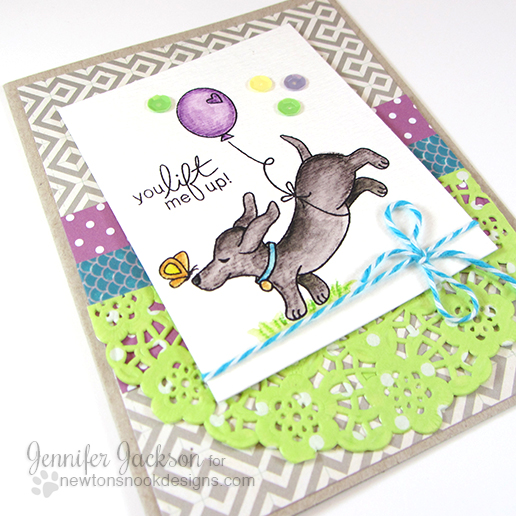 You lift me up Dachshund card by Jennifer Jackson | Delightful Doxies stamp set by Newton's Nook Designs