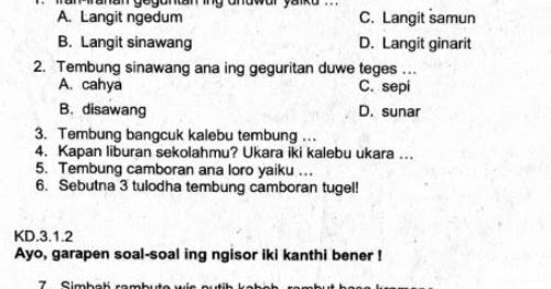 Soal Ulangan Pts Kelas 4 Semester 1 Bahasa Jawa Sekolahdasar Net