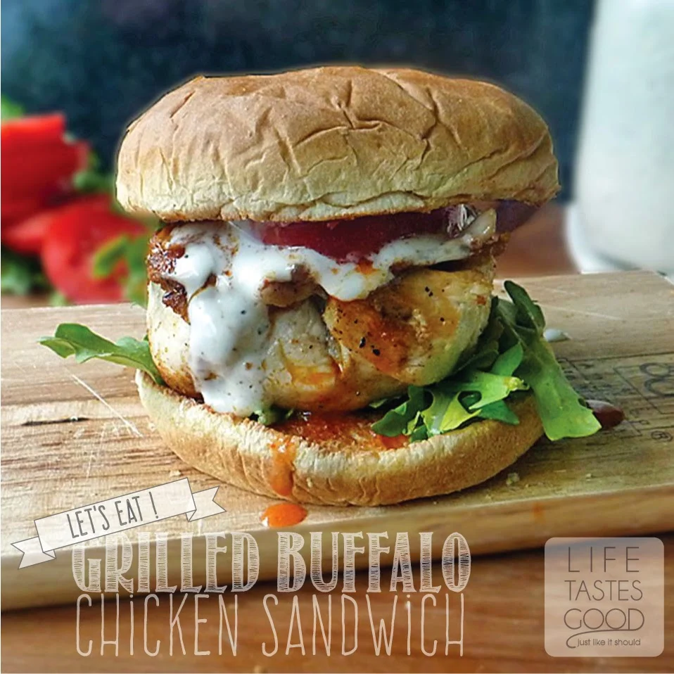 Grilled Buffalo Chicken Sandwich Recipe | by Life Tastes Good is like eating Buffalo Wings but the bun keeps your hands clean! How great is that? #Sandwich #GrilledChicken #BuffaloWings