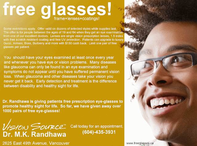 Free glasses in Vancouver by Vision Source Vancouver, Dr. M.K. Randahwa