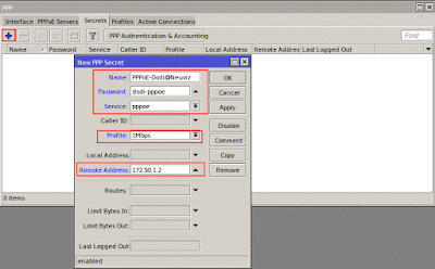 Tutorial Konfigurasi PPPoE Server Pada Router Mikrotik Membuat pppoe secret username dan password untuk client pppoe