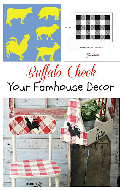 Buffalo Check Farmhouse Style Toolbox #oldsignstencils #buffalocheck #farmhousestyle