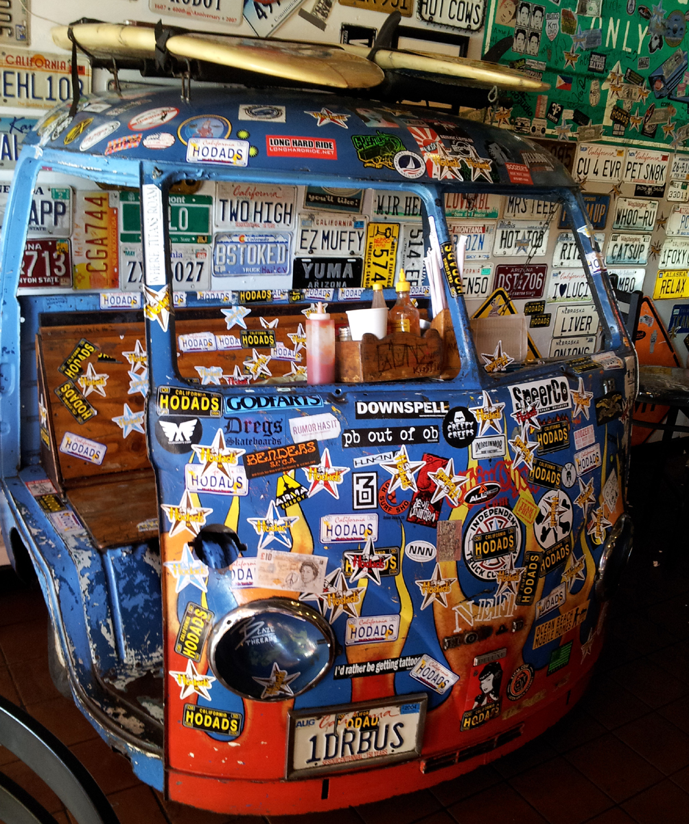 The VW bus table at Hodads The VW bus table at Hodads