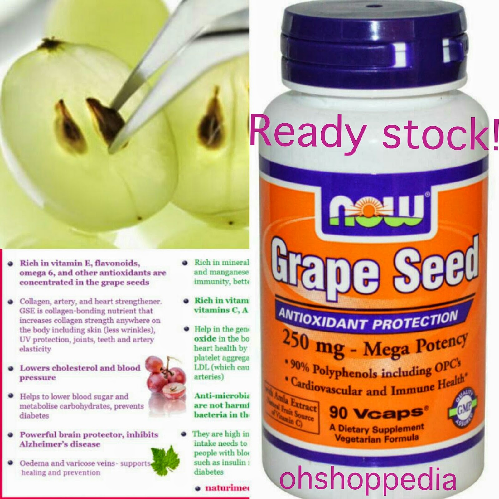 NOW Foods Grape Seed Extract 250mg, 90 Vcaps