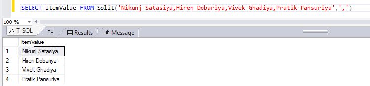 Split Comma Separated String in SQL Server