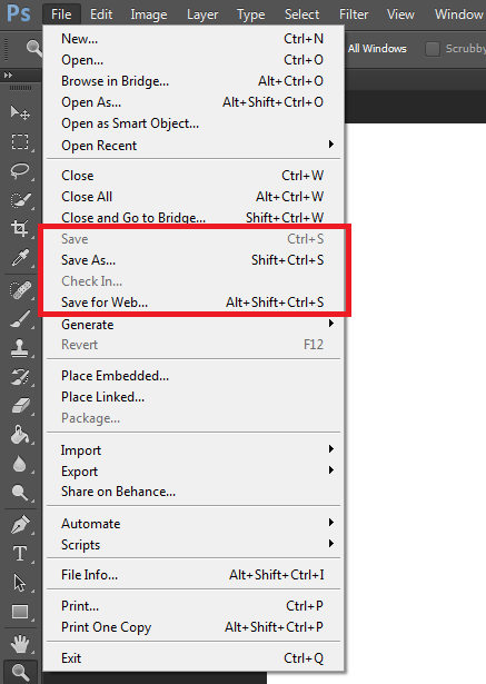 7.การบันทึกงานในโปรแกรม Photoshop Cc 2014