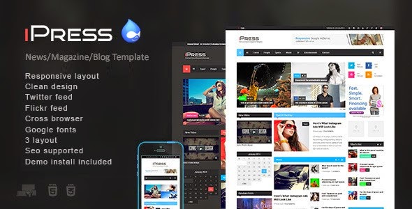 Best New Premium Drupal Theme 2015 iPress Drupal Theme