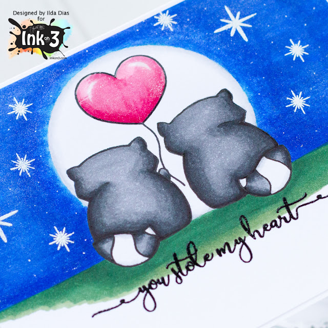 Raccoon Hugs Valentine's Day Card using Mirror Stamping for Ink On 3 by ilovedoingallthingscrafty.com